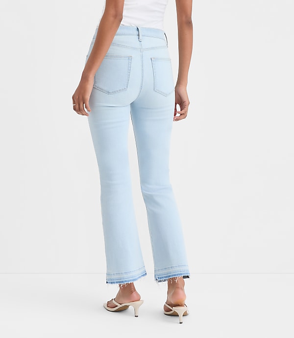 Rivete Unpicked High Rise Kick Crop Jeans in Wave Wash