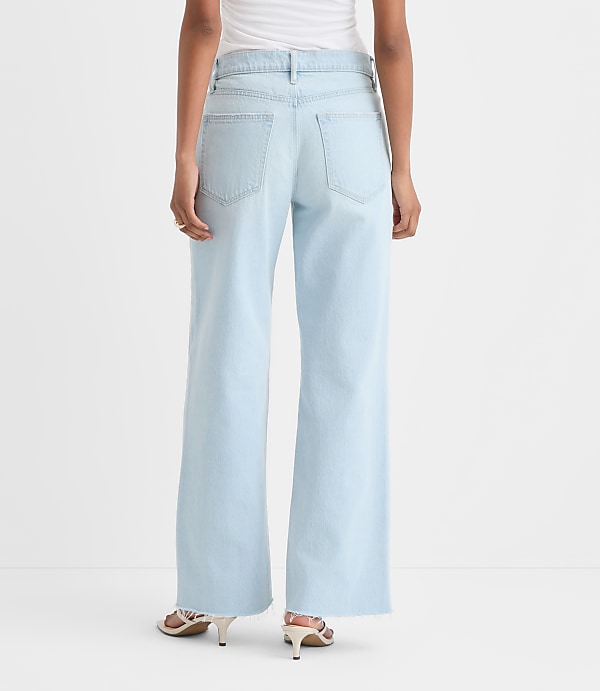 Rivete Fresh Cut Mid Rise Wide Leg Jeans in Wave Wash