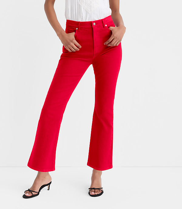 Rivete Petite Curvy High Rise Kick Crop Jeans in Maple Cherry