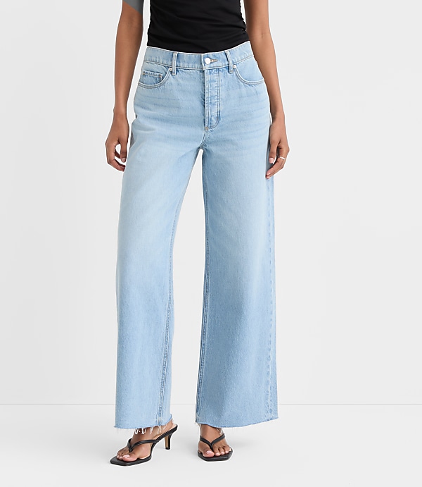 Rivete Tall Curvy Fresh Cut High Rise Relaxed Wide Leg Jeans in Wave Wash