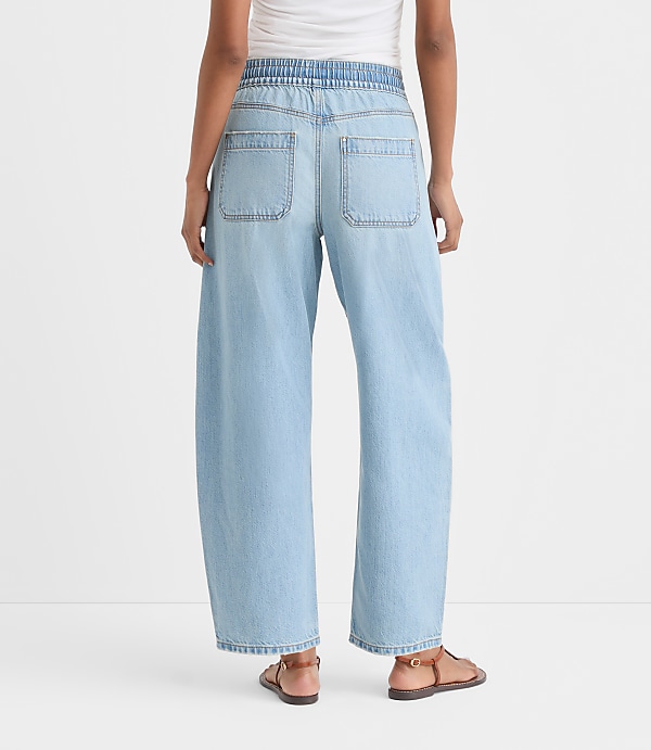 Rivete Utility High Rise Pull On Jeans in Light Wash Indigo