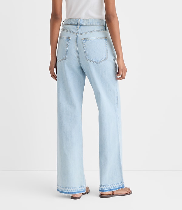 Rivete Tall Curvy Unpicked High Rise Wide Leg Jeans in Wave Wash