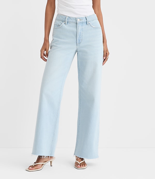 Rivete Curvy Fresh Cut Mid Rise Wide Leg Jeans in Wave Wash