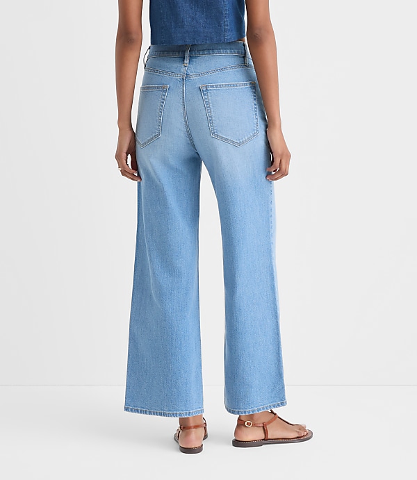 Rivete Curvy High Rise Wide Leg Crop Jeans in Bright Medium Stonewash