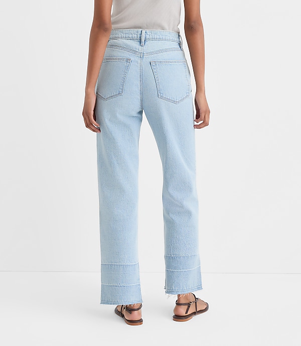 Rivete Curvy Unpicked High Rise Straight Jeans in Wave Wash