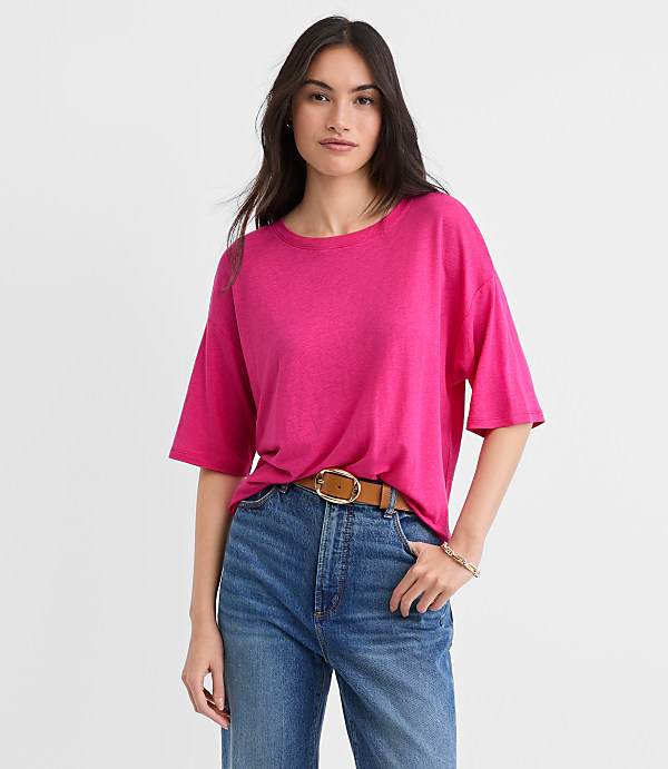 Petite Linen Blend Modern Tee