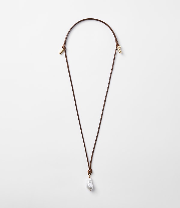 Pearlized Cord Pull Tie Necklace