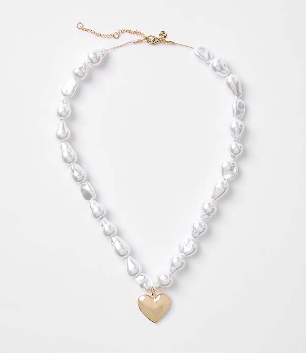 Pearlized Heart Statement Necklace