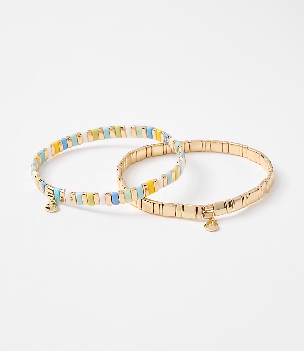 Multicolored Chicklet Bracelet Set
