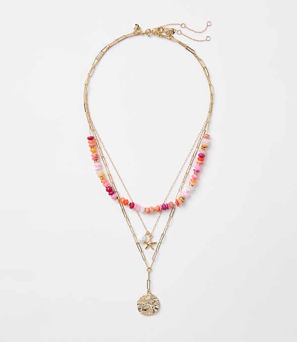 Starfish Coin Beaded Layered Necklace Set
