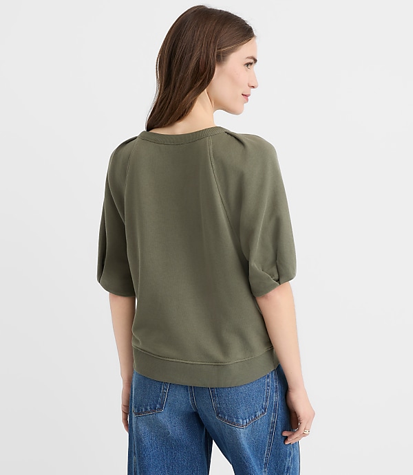 Pleated Puff Sleeve Sweatshirt