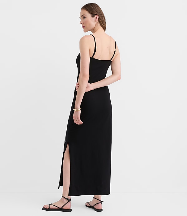Petite LOFT Beach Palm Strapless Maxi Dress