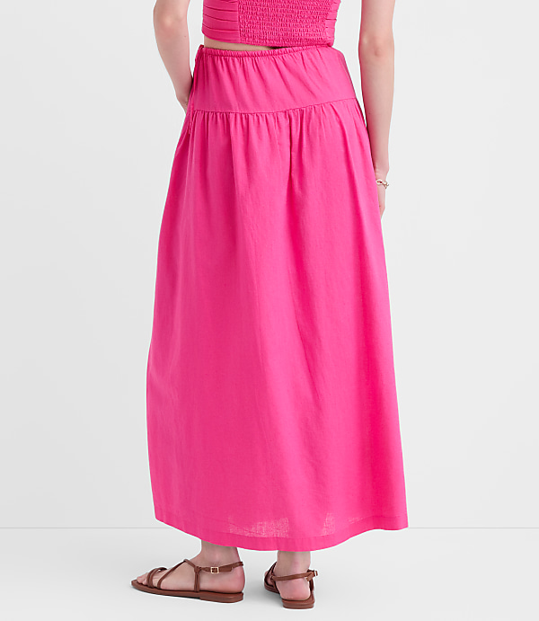 LOFT Beach Linen Cotton Drawstring Maxi Pocket Skirt