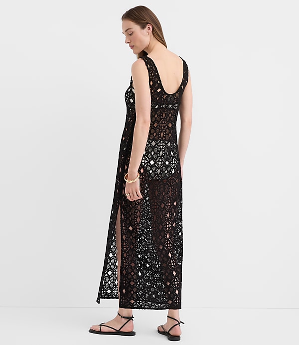 LOFT Beach Floral Crochet Maxi Swimsuit Coverup