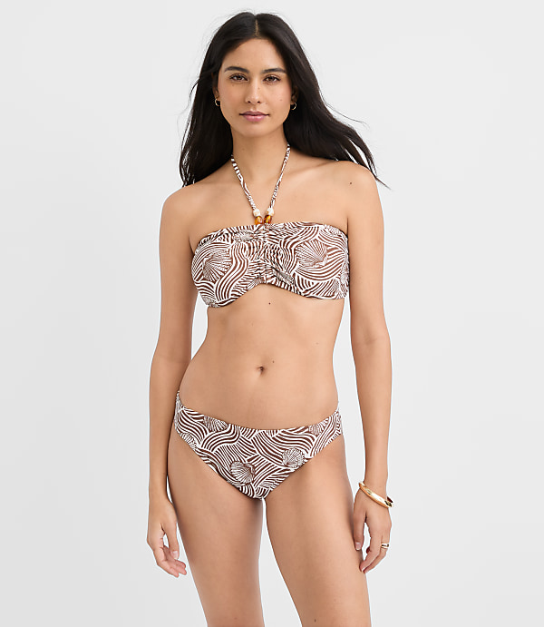 LOFT Beach Seashell Beaded Ruched Halter Bandeau Bikini Top