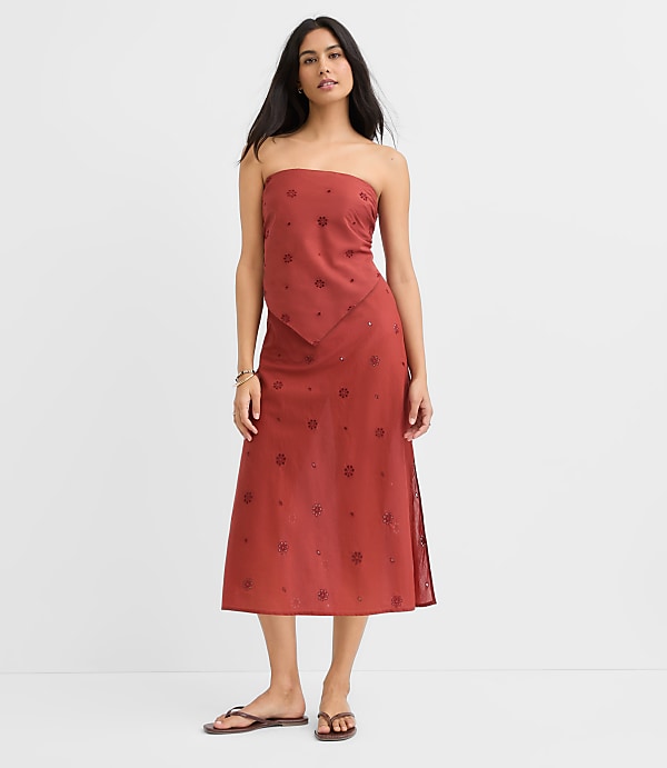 LOFT Beach Eyelet Midi Skirt