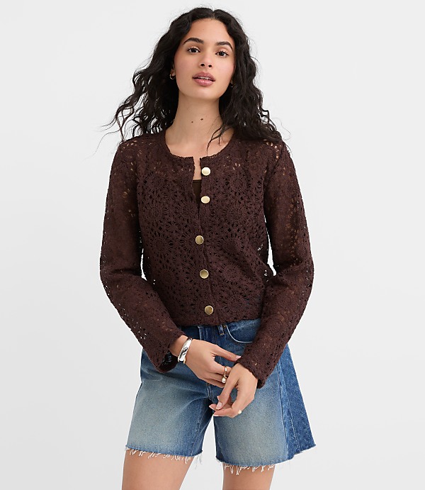 Petite Crochet Cardigan