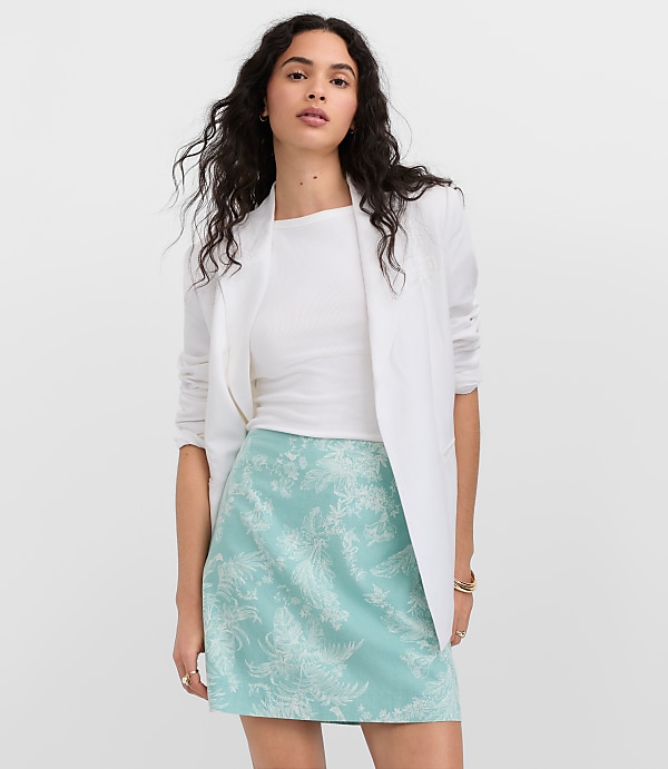 Petite Floral Toile Linen Cotton Mini Skirt