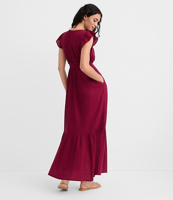LOFT Beach Bow Cutout Maxi Pocket Dress