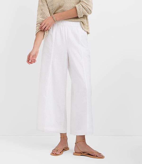 Breezy Wide Leg Crop Pants in Linen Cotton