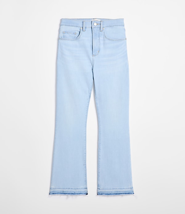 Rivete Petite Unpicked High Rise Kick Crop Jeans in Wave Wash