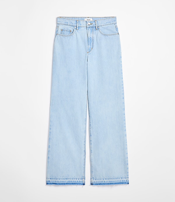 Rivete Petite Unpicked High Rise Wide Leg Jeans in Wave Wash