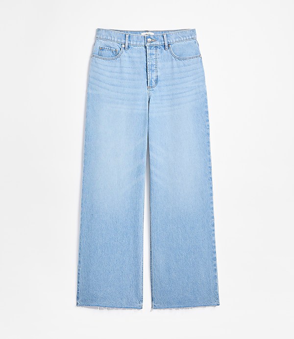 Rivete Petite Fresh Cut High Rise Relaxed Wide Leg Jeans in Wave Wash