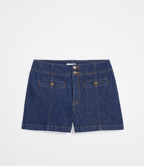 Rivete Double Shank High Rise Denim Shorts in Nova Wash