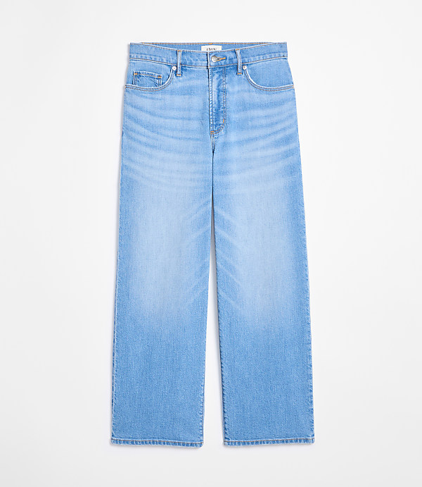 Rivete Tall Curvy High Rise Wide Leg Crop Jeans in Bright Medium Stonewash