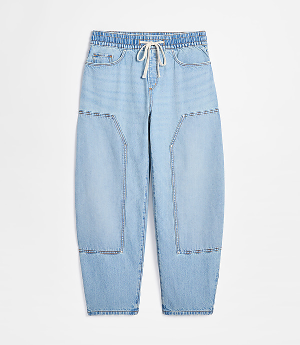Rivete Tall Curvy Utility High Rise Pull On Jeans in Light Wash Indigo