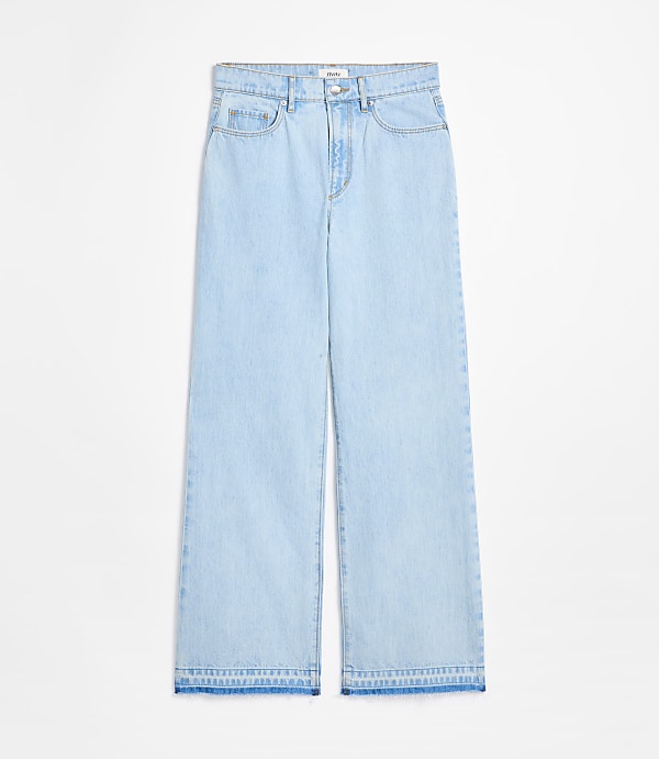 Rivete Curvy Unpicked High Rise Wide Leg Jeans in Wave Wash