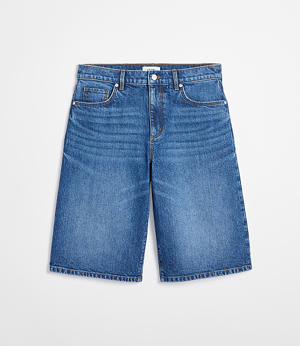 Rivete Curvy High Rise Denim Bermuda Shorts in Dark Wash