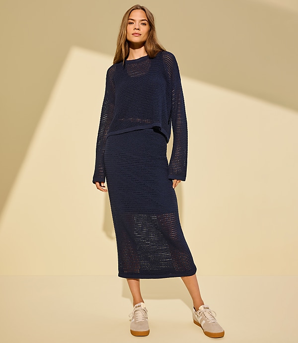 Lou & Grey Mesh Stitch Maxi Sweater Skirt