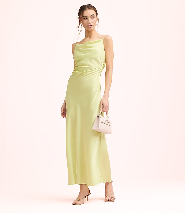 Lately Satin Bias Cowl Neck Gown
