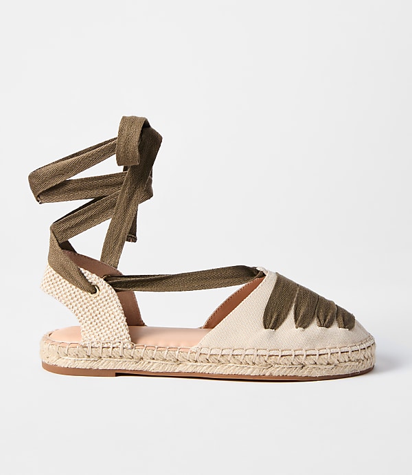 Eyelet Lace Up Espadrille Flats