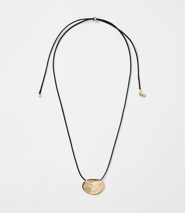 Molded Metal Pull Tie Cord Necklace