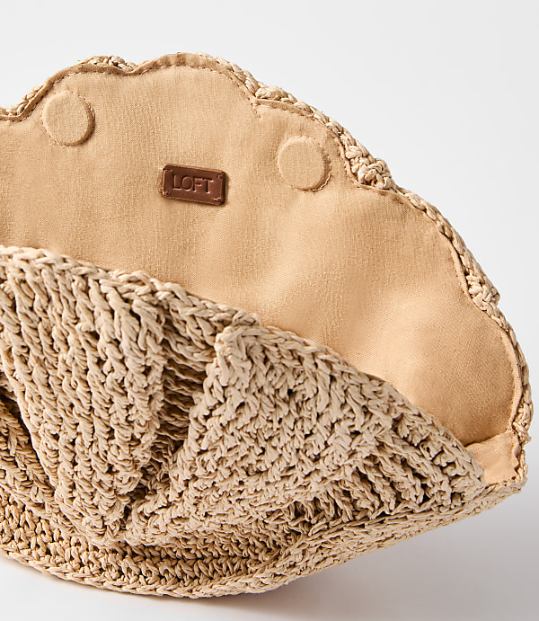 Raffia Seashell Clutch Bag