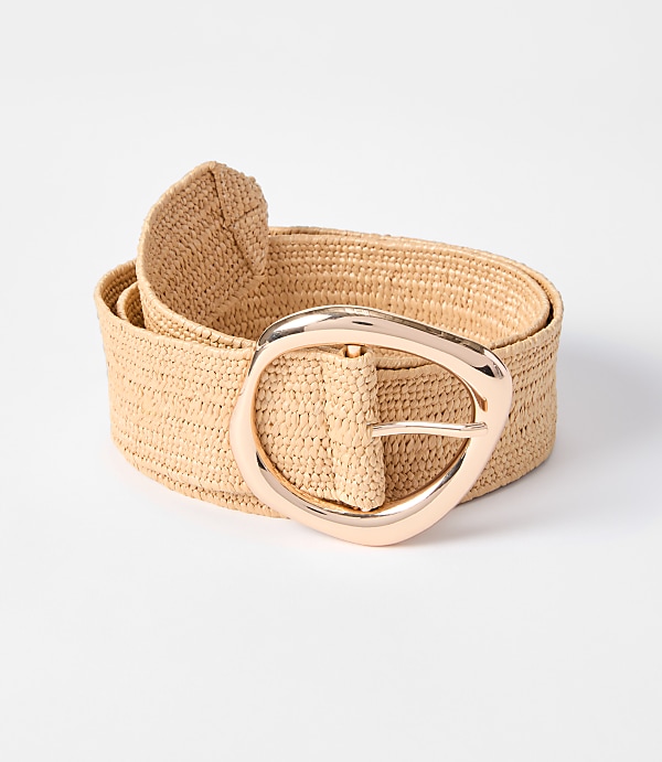Molded Buckle Raffia Stretch Belt