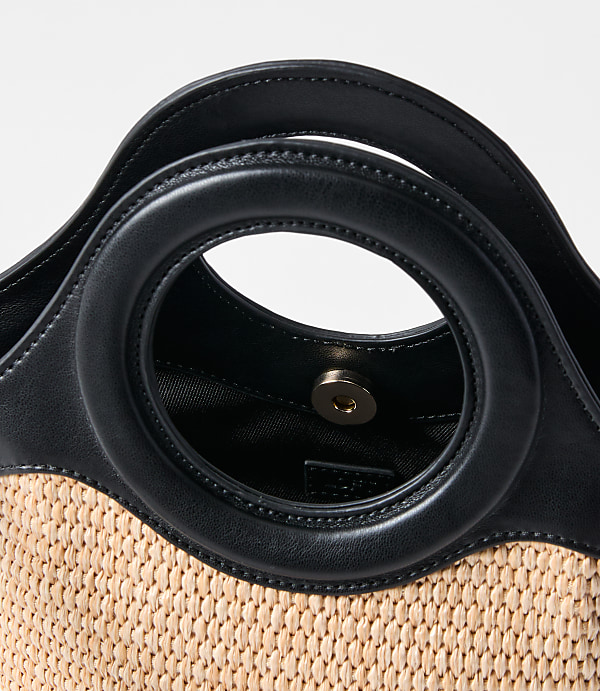 Mini Circle Handle Raffia Bag