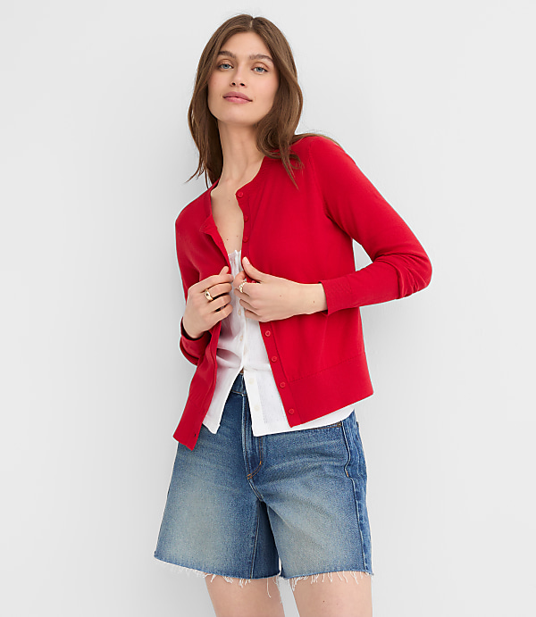 Petite Modern Crew Neck Cardigan