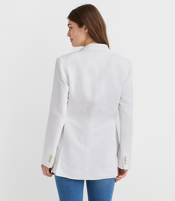 Linen Blend Tie Waist Modern Blazer