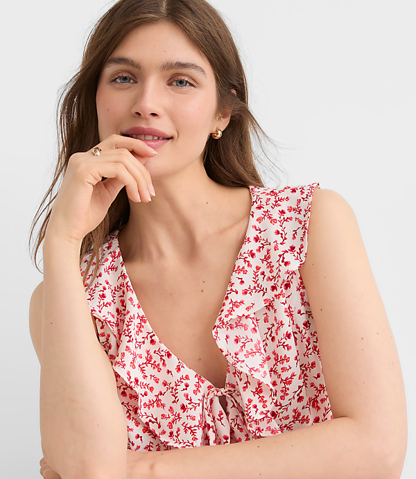 Floral Ruffle Bow Top