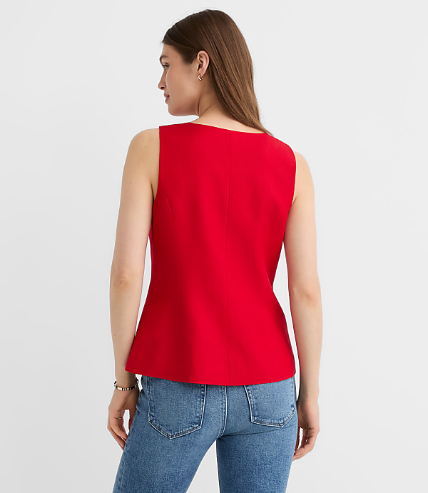 Linen Blend Cutaway Pocket Vest