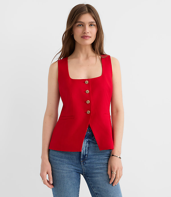 Linen Blend Cutaway Pocket Vest