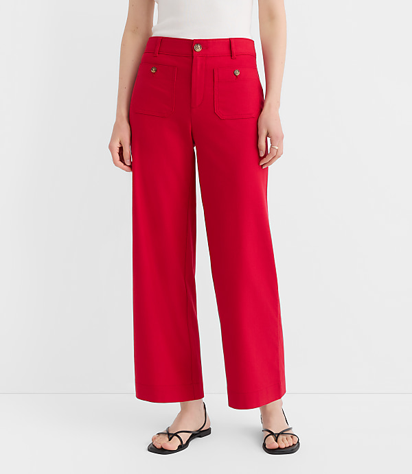 Petite Palmer Wide Leg Crop Pants in Cotton Linen