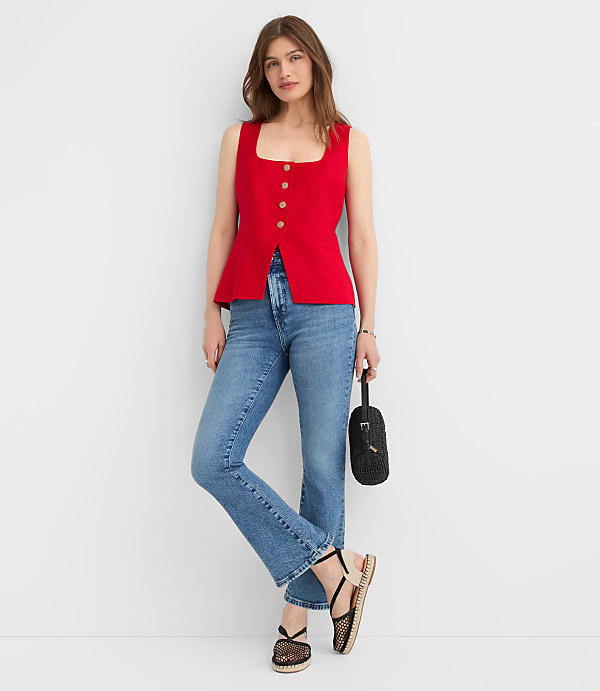 Linen Blend Cutaway Pocket Vest