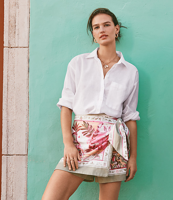 Palm Linen Cotton Wrap Skort
