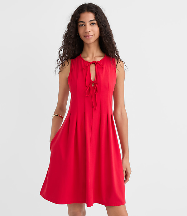 Petite Pintucked Bow Mini Pocket Dress