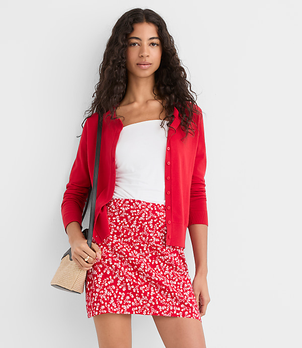 Petite Floral Linen Cotton Modern Mini Skort