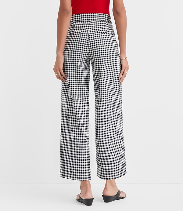 Palmer Wide Leg Crop Pants in Gingham Cotton Linen